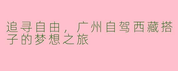 追寻自由，广州自驾西藏搭子的梦想之旅