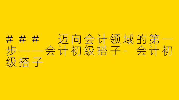 ### 迈向会计领域的第一步——会计初级搭子