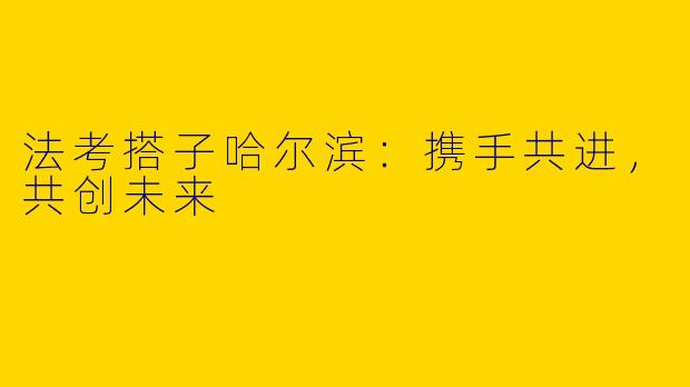 法考搭子哈尔滨：携手共进，共创未来