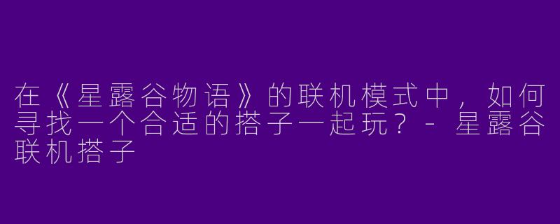 在《星露谷物语》的联机模式中，如何寻找一个合适的搭子一起玩？