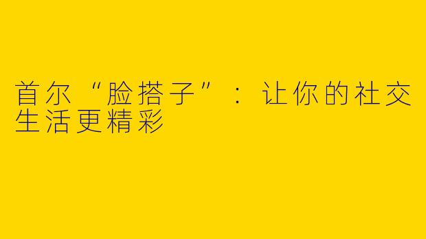 首尔“脸搭子”：让你的社交生活更精彩