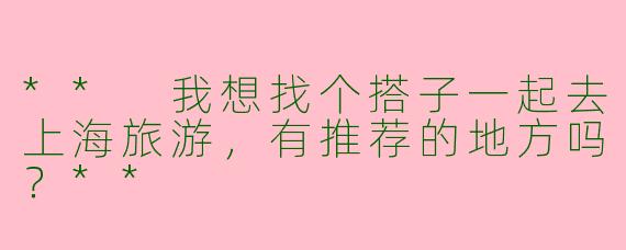 ** 我想找个搭子一起去上海旅游，有推荐的地方吗？**