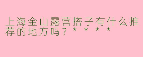 上海金山露营搭子有什么推荐的地方吗？****