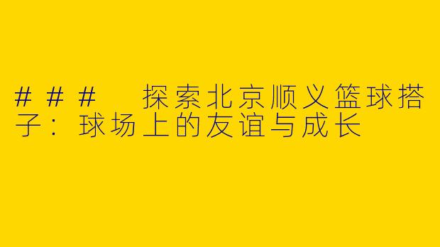 ### 探索北京顺义篮球搭子：球场上的友谊与成长