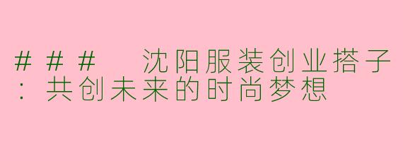 ### 沈阳服装创业搭子：共创未来的时尚梦想