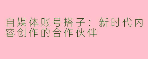 自媒体账号搭子：新时代内容创作的合作伙伴