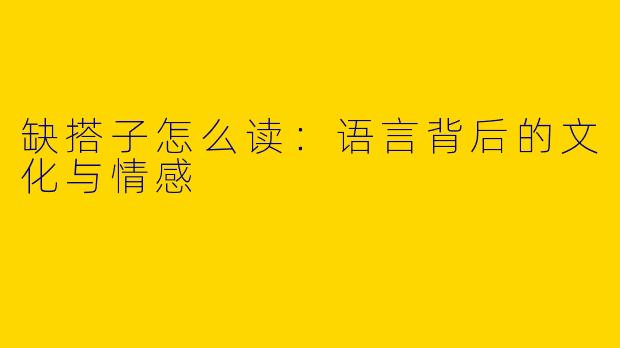 缺搭子怎么读：语言背后的文化与情感