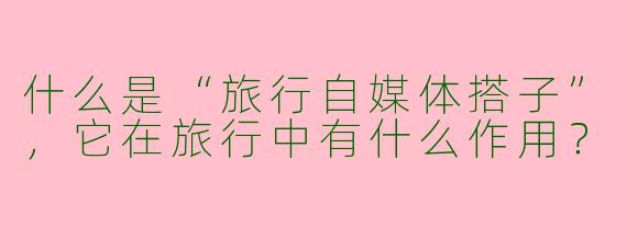 什么是“旅行自媒体搭子”，它在旅行中有什么作用？