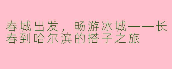 春城出发，畅游冰城——长春到哈尔滨的搭子之旅