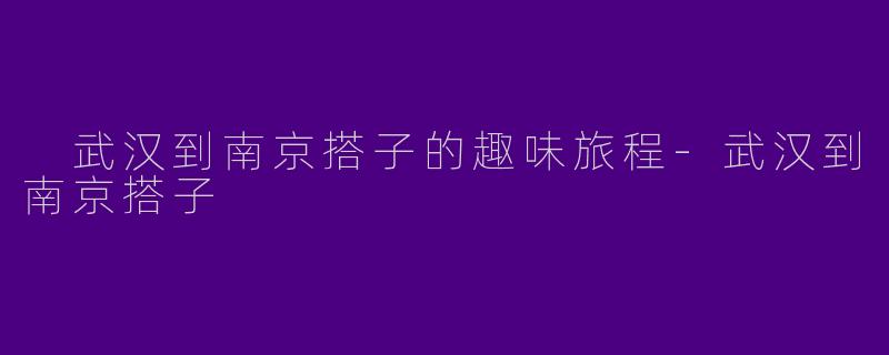  武汉到南京搭子的趣味旅程-武汉到南京搭子