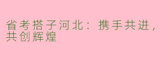 省考搭子河北：携手共进，共创辉煌
