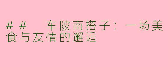 ## 车陂南搭子：一场美食与友情的邂逅