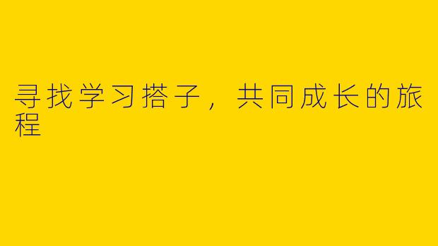 寻找学习搭子，共同成长的旅程