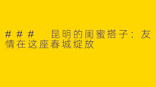 ### 昆明的闺蜜搭子：友情在这座春城绽放