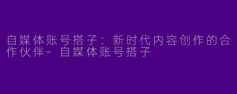 自媒体账号搭子：新时代内容创作的合作伙伴-自媒体账号搭子