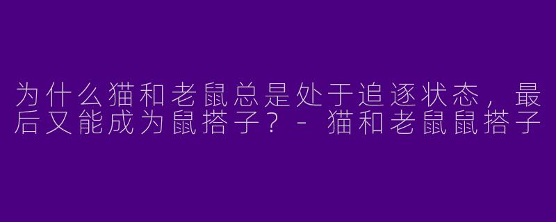 为什么猫和老鼠总是处于追逐状态,最后又能成为鼠搭子?