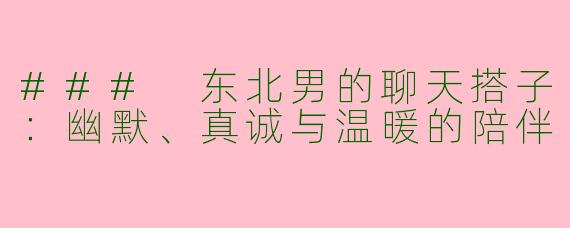 ### 东北男的聊天搭子：幽默、真诚与温暖的陪伴