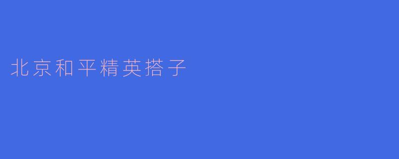北京和平精英搭子