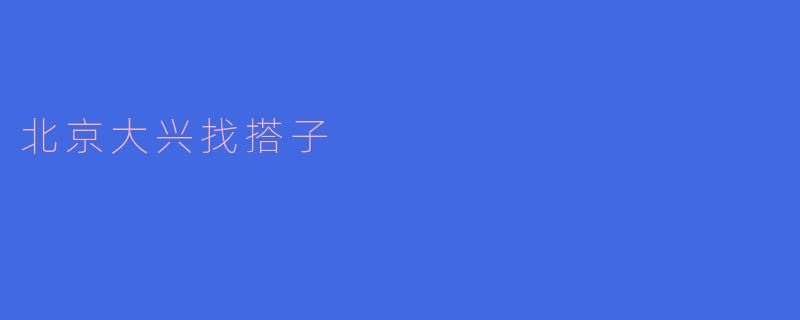 北京大兴找搭子