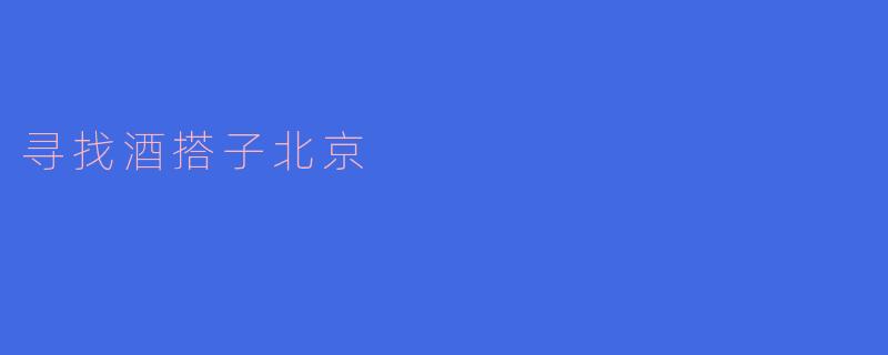 ### 寻找酒搭子:在北京的饮酒旅程