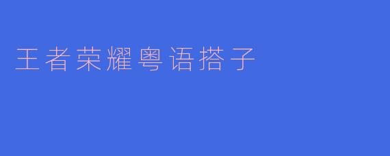 王者荣耀粤语搭子