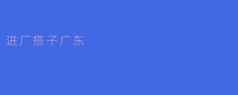 进厂搭子广东