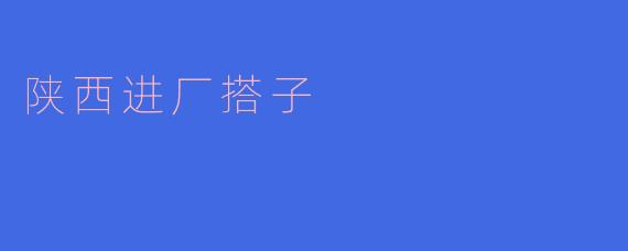### 陕西进厂搭子:传统工艺与现代科技的完美结合
