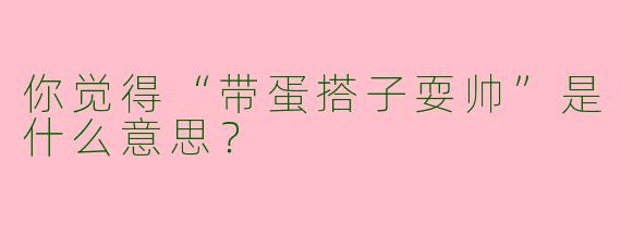 你觉得“带蛋搭子耍帅”是什么意思？  