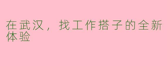 在武汉，找工作搭子的全新体验