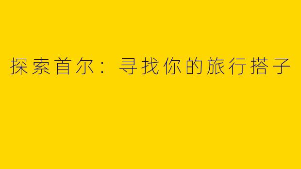 探索首尔：寻找你的旅行搭子