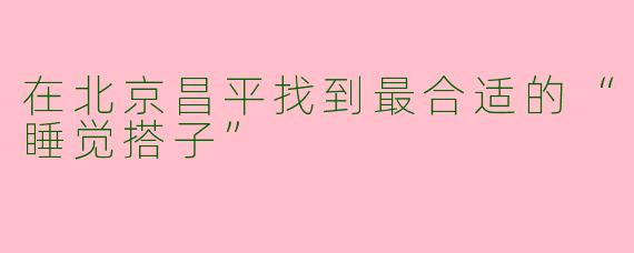 在北京昌平找到最合适的“睡觉搭子”