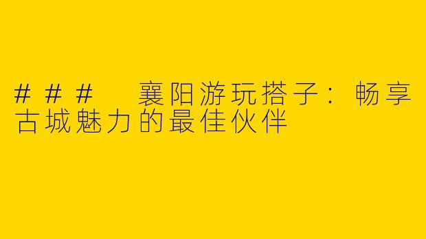 ### 襄阳游玩搭子:畅享古城魅力的最佳伙伴