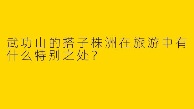 武功山的搭子株洲在旅游中有什么特别之处?