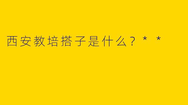西安教培搭子是什么?**