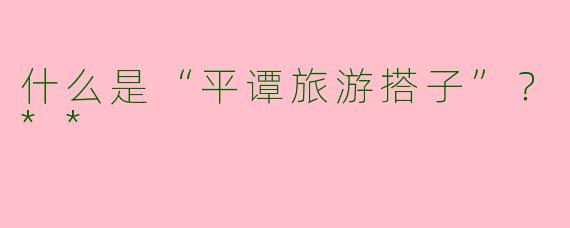 什么是“平谭旅游搭子”？**