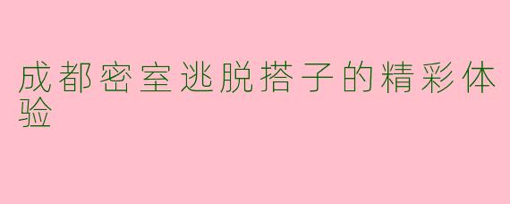 成都密室逃脱搭子的精彩体验