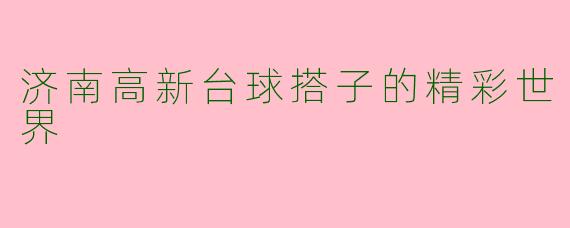 济南高新台球搭子的精彩世界