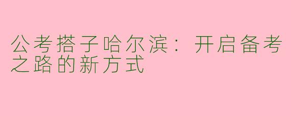 公考搭子哈尔滨：开启备考之路的新方式