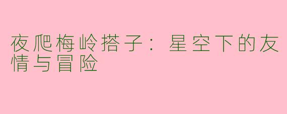 夜爬梅岭搭子:星空下的友情与冒险