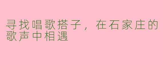 寻找唱歌搭子，在石家庄的歌声中相遇