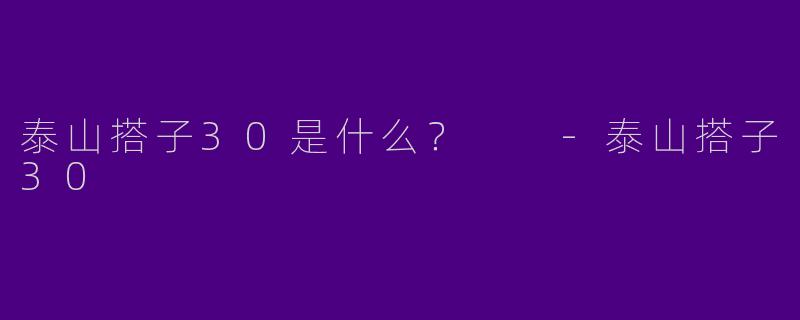 泰山搭子30是什么？  -泰山搭子30
