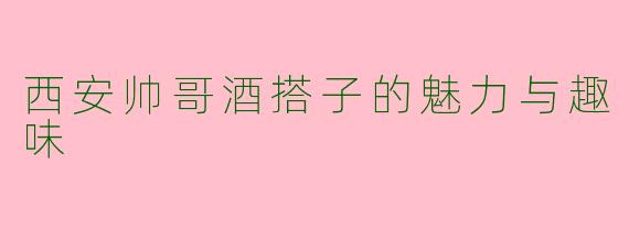 西安帅哥酒搭子的魅力与趣味