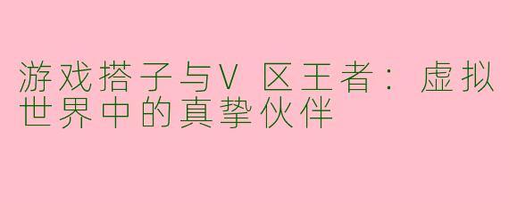 游戏搭子与V区王者：虚拟世界中的真挚伙伴