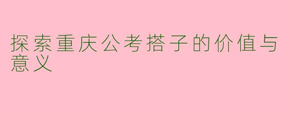探索重庆公考搭子的价值与意义