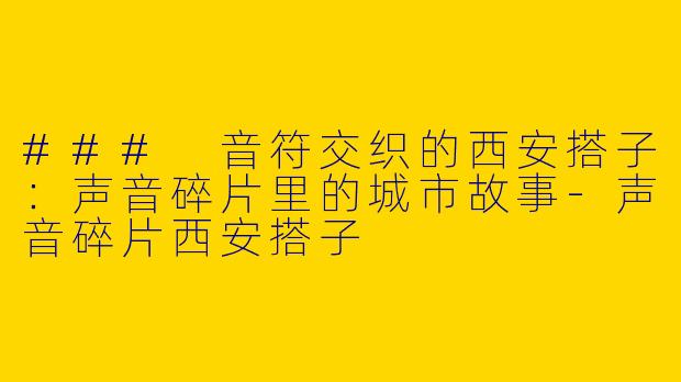 ### 音符交织的西安搭子：声音碎片里的城市故事-声音碎片西安搭子