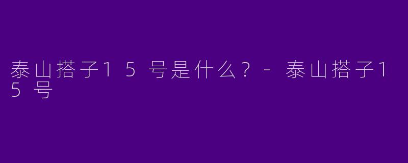泰山搭子15号是什么？