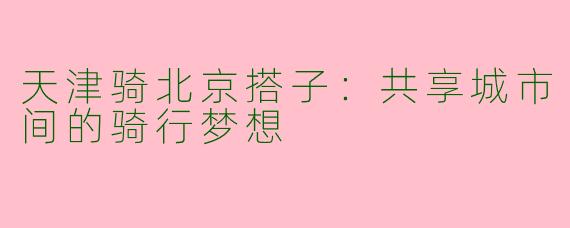 天津骑北京搭子：共享城市间的骑行梦想