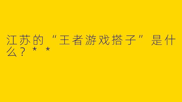 江苏的“王者游戏搭子”是什么？**