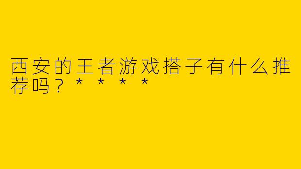 西安的王者游戏搭子有什么推荐吗？****