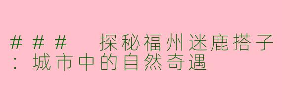 ### 探秘福州迷鹿搭子：城市中的自然奇遇